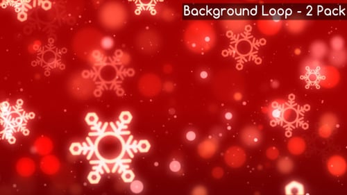 Red Christmas Background with Falling Glowing Snowflakes and Bokeh Lights