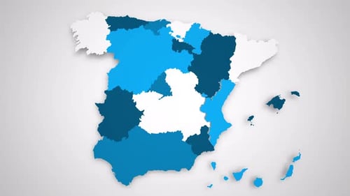 Animated Spain Map Assembling Regions Reveal