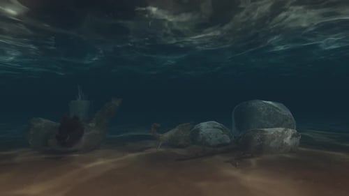 Underwater Seabed Animation with Shipwreck and Creature