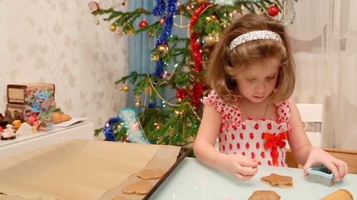 Little Girl Baking Christmas Cookies