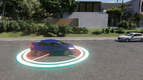 Autonomous Self-Driving Car Sensor Detection System Animation