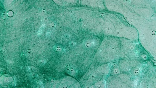 Liquid Cream Gel Green Cosmetic Texture with Bubbles