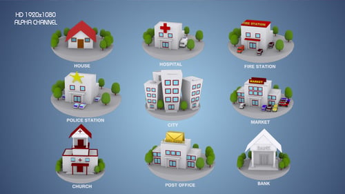 Paquete de iconos de construcción animados 3D 1
