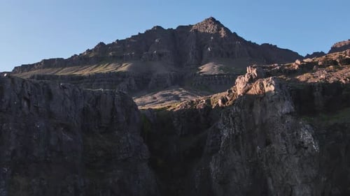 Drone Flight Towards Majestic Mountain Peak
