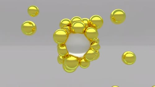 3d Soft Body Gold Simple Spheres Minimal Animation Design Trendy Colors Liquid Balls Levitation