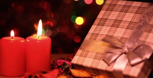 Gifts and Candles Evoke Christmas Holiday Romance