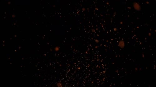 Golden Fire Particles Rising on Black Background
