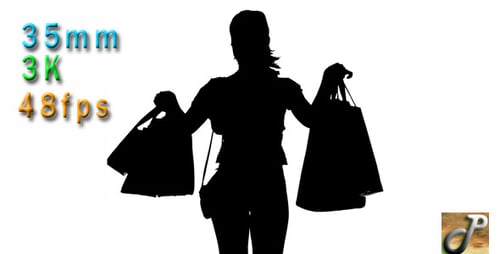silueta de mujer, tenencia, bolsas