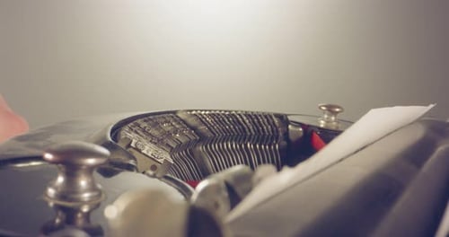 Close Up of Vintage Typewriter in Workplace