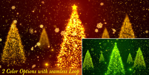 Glowing Christmas Trees with Falling Snowflakes Loop