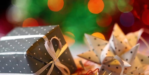 Christmas Gifts and Star Ornament with Twinkling Lights