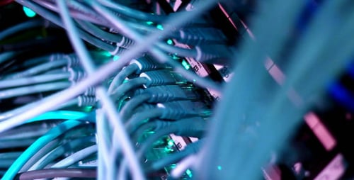 Illuminated Cables Connecting Data Server Ports