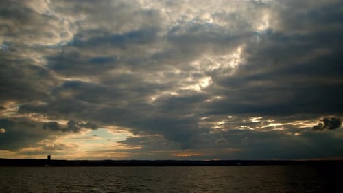 Time Lapse Beautiful Sunset with Clouds and Sea with Beach