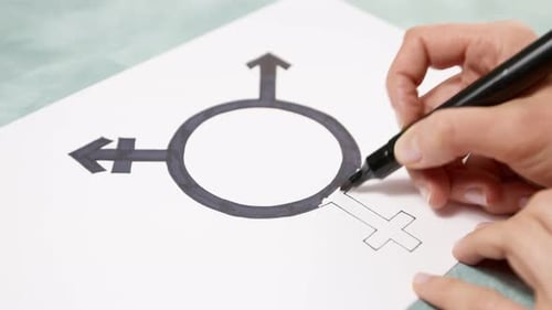 Hand Drawing Gender Inclusivity Symbol With Marker