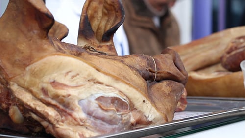Close Up Of a Pig Head On Display