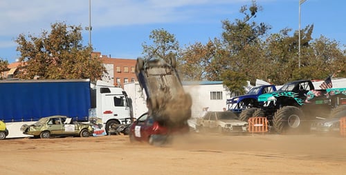 Monster Truck Crushing Cars During Show