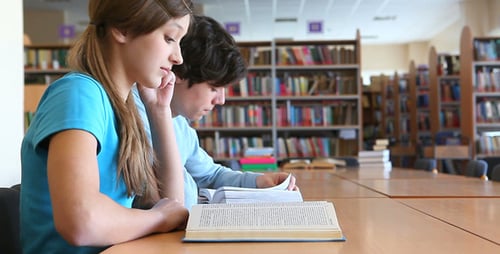 Studying at library