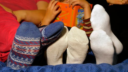 Cozy Socks on a Blue Blanket