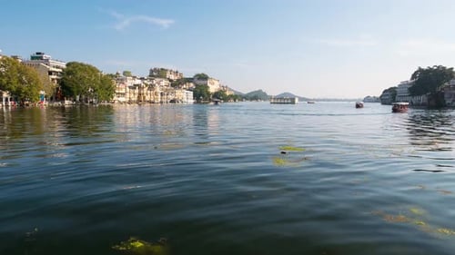 Udaipur Rajasthan India. Time lapse at sunset. Travel destination and tourism landmarks.