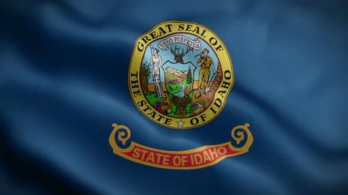 Realistic Waving Idaho State Flag with Official Seal