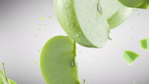 Green Apple with Slices Falling with Splash Juice Included Luma Matte