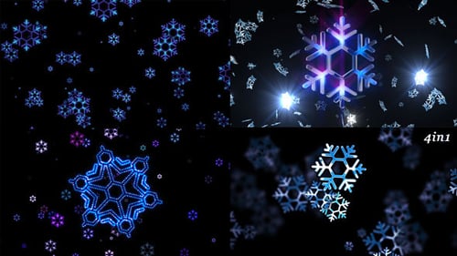 Animated Neon Snowflakes Winter Holiday Background Loop