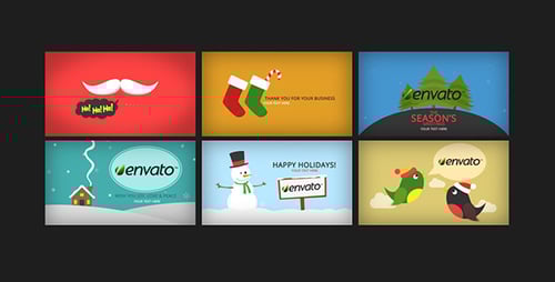 Joyful Flat Design Christmas and New Year Greeting Animations