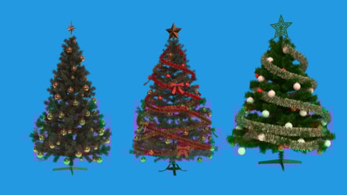 Animated Christmas Trees Pack with Alpha Channel Loop