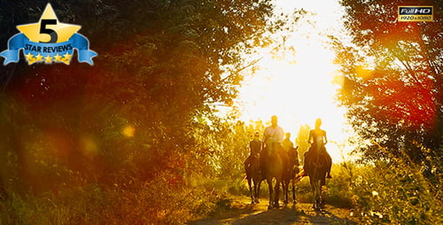 Equestrian Adventure on Country Trail at Sunset