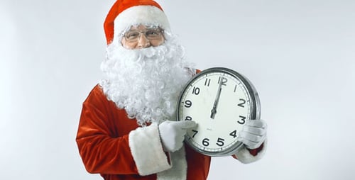 Santa Claus Holding Clock Points to Time
