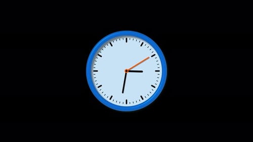 Flat Design Animated Clock Icon with Moving Hands