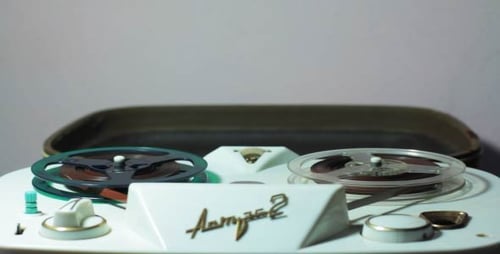 Vintage Reel to Reel Tape Recorder Close Up