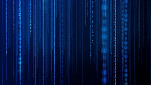 Digital Rain Binary Code Stream in Futuristic Style