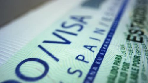 Close Up Detail of a Spanish Visa