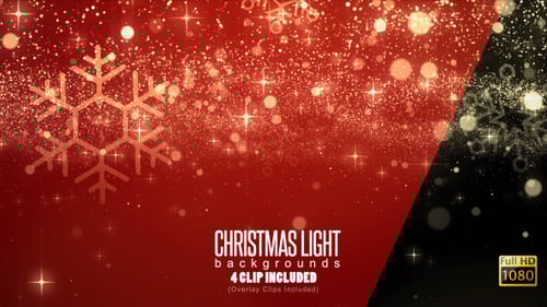 Christmas Holiday Red Golden Sparkling Particles Background Loop
