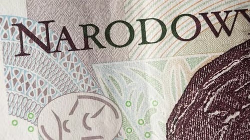 Ten Zloty Banknote Stop Motion Macro Close Up Shot. Macro Finance Freedom and Investment. 10 Zloty