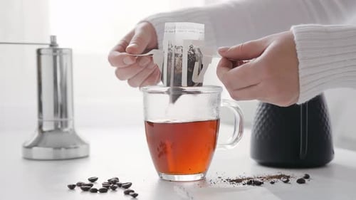Preparing Coffee with Pour Over Filter at Home