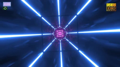 Seamless Neon Geometric Light Tunnel Background Loop