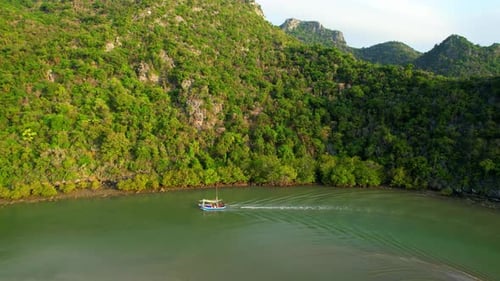 The fishermen were sailing back to shore. beautiful sea area in Thailand.