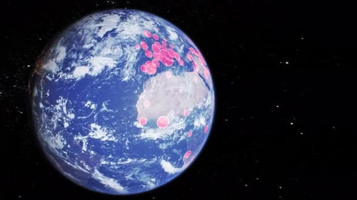 Animated Global Data Visualization Map on Rotating Earth