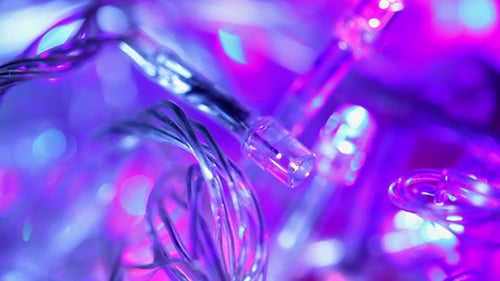 Abstract Holiday String Lights with Colorful Bokeh