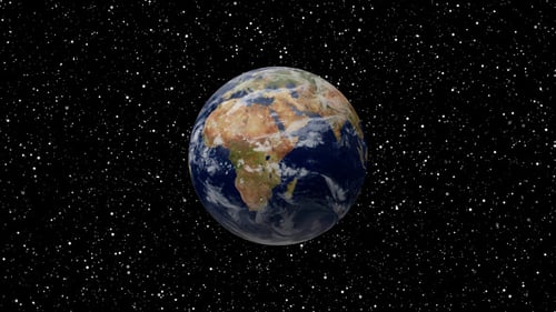 Realistic Rotating Planet Earth in Space with Twinkling Stars