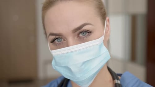 Health Care Worker with Mask Close-Up
