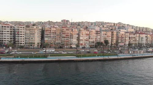 Various drone shots on a sunny afternoon in Izmir, the third largest city in Turkey. Beautiful Aegea