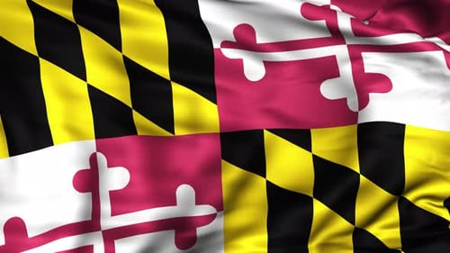 Maryland State Flag Waving Realistic Animation