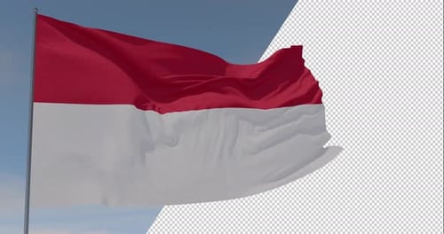 Realistic Waving Flag of Indonesia with Alpha Channel