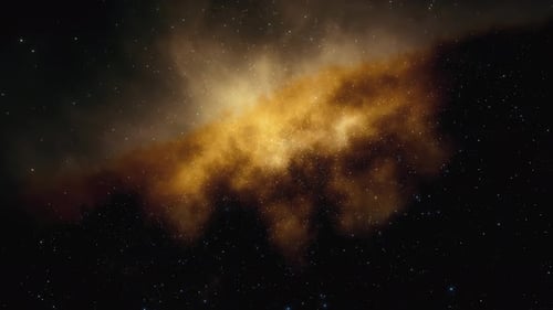 Abstract Golden Nebula and Starfield Fly Through Animation