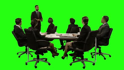 Business Presentation on Green Screen with People Attending