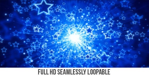 Blue Glowing Stars Celebration Light Burst Loop