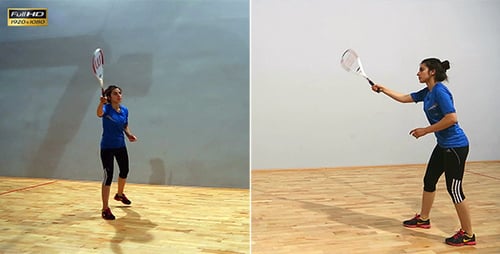 Woman Playing Squash in Indoor Court
